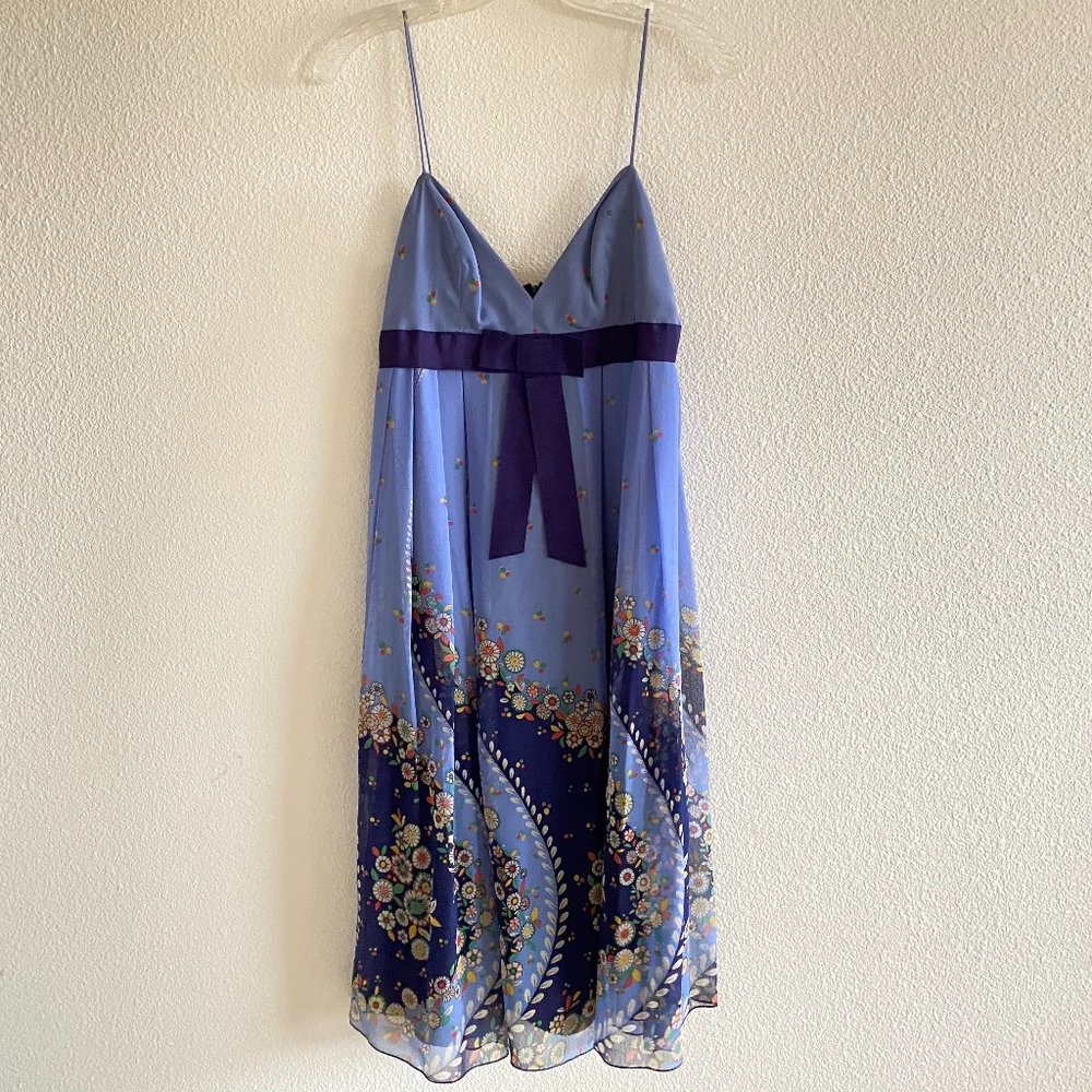 anthropologie floral silk midi dress (size 4)